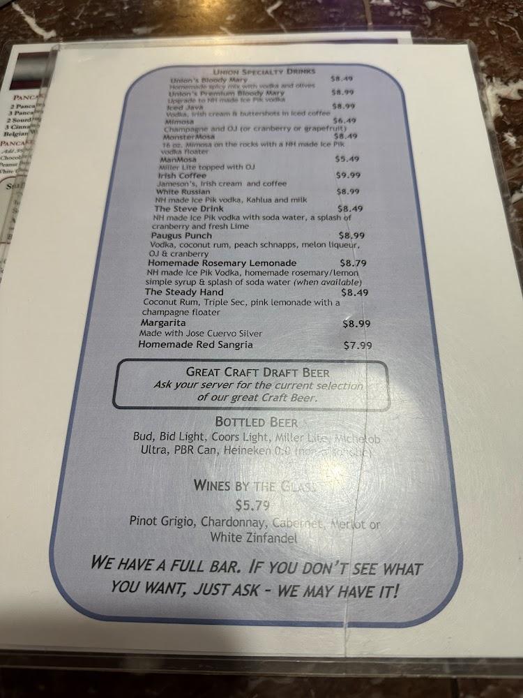 The Union Diner Menu image 4